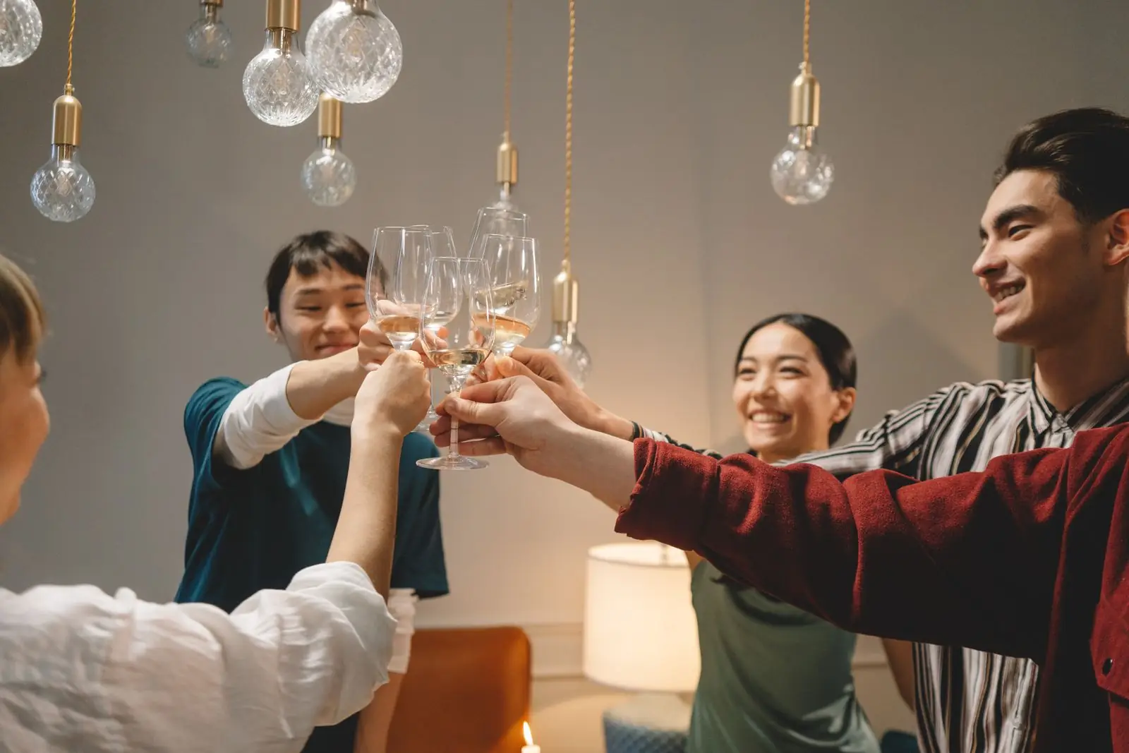 Friends raising a toast at an event
